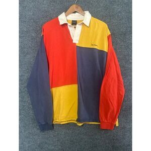 Urban Outfitters Iets Frans Colorblock Rugby Polo Shirt Long Sleeve Mens L